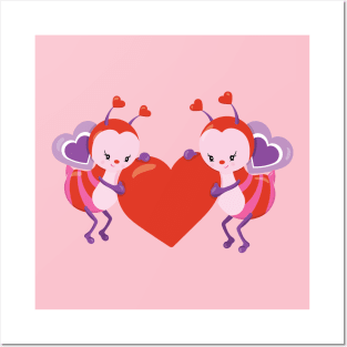 Cute Bee Valentine's day Design Posters and Art